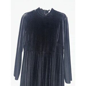 Women's Size 16W Black Velour Dress Witchy Whimsigoth Dark Fairy Y2K Gothic Midi